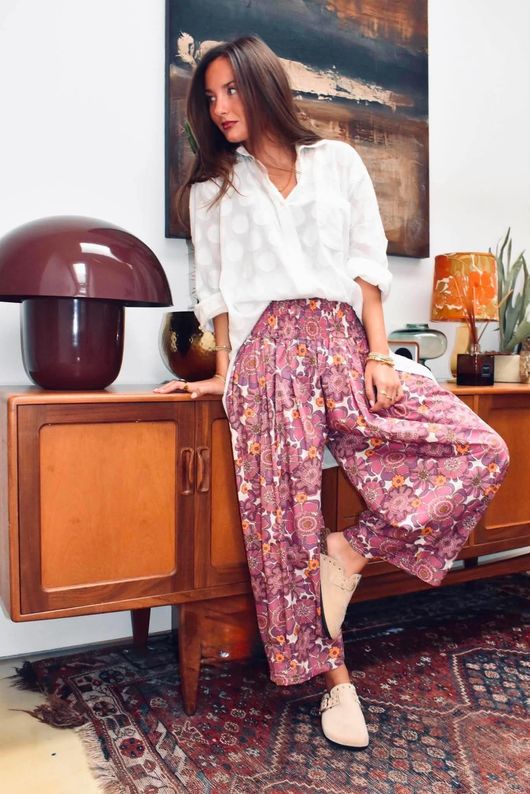 Annie 1972 Shirring Pleat Barrel Pant Indian Pink Haze 
